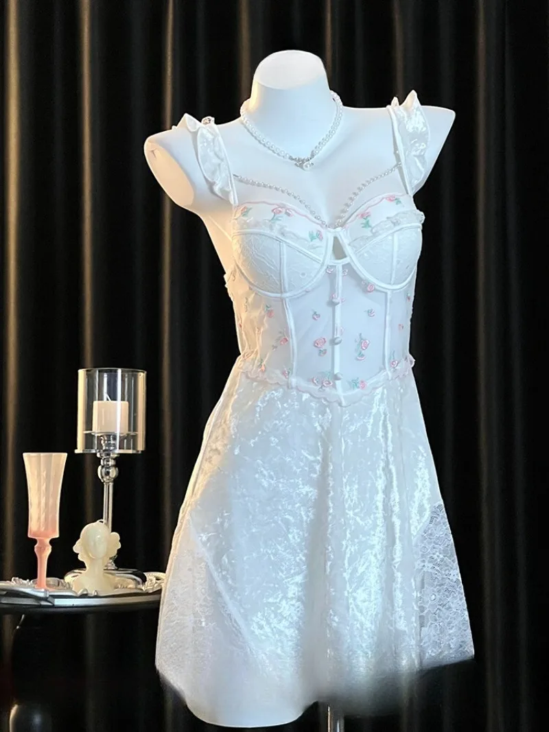 

Lace Halter Sleepwear for Women,Elegant See-through Mesh Fabric,Romantic Home Pajama with Pure Feminine Charm,Comfortable