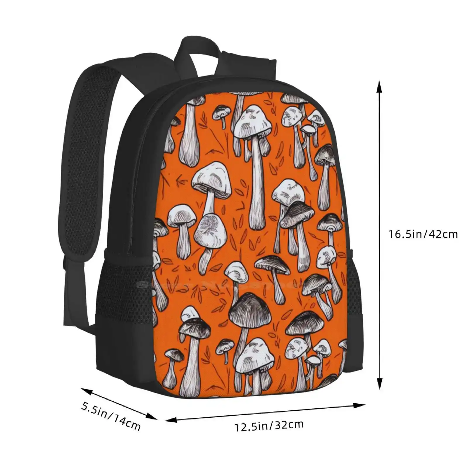 Vintage Mushroom Pattern-Fall Mushrooms Backpacks For School Teenagers Girls Travel Bags Mushrooms Pattern Fungi Woodland Red