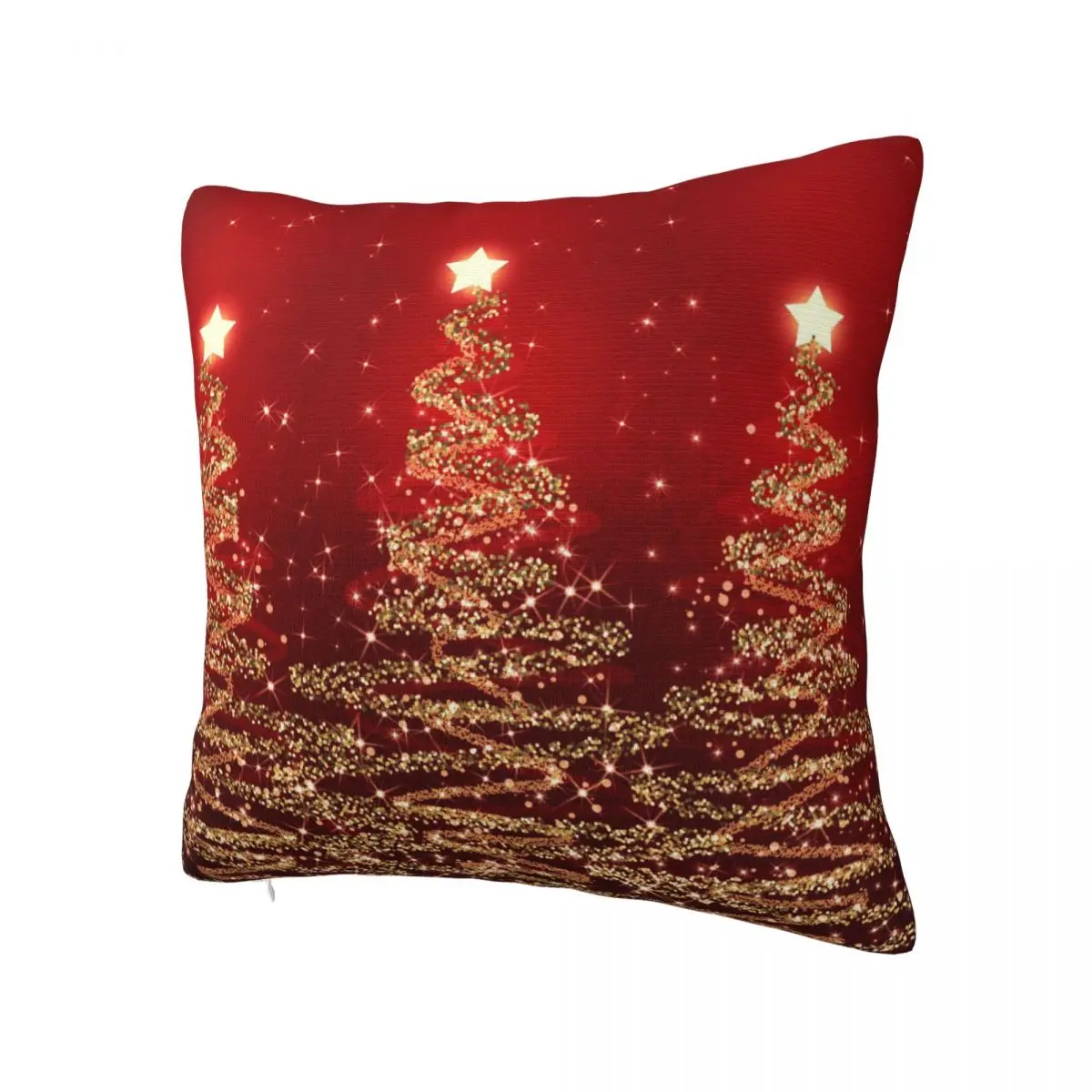 Elegant Christmas Sparkling Trees Red Pillowcase Printed Fabric Cushion Cover Gift Pillow Case Cover Home Square 40X40cm