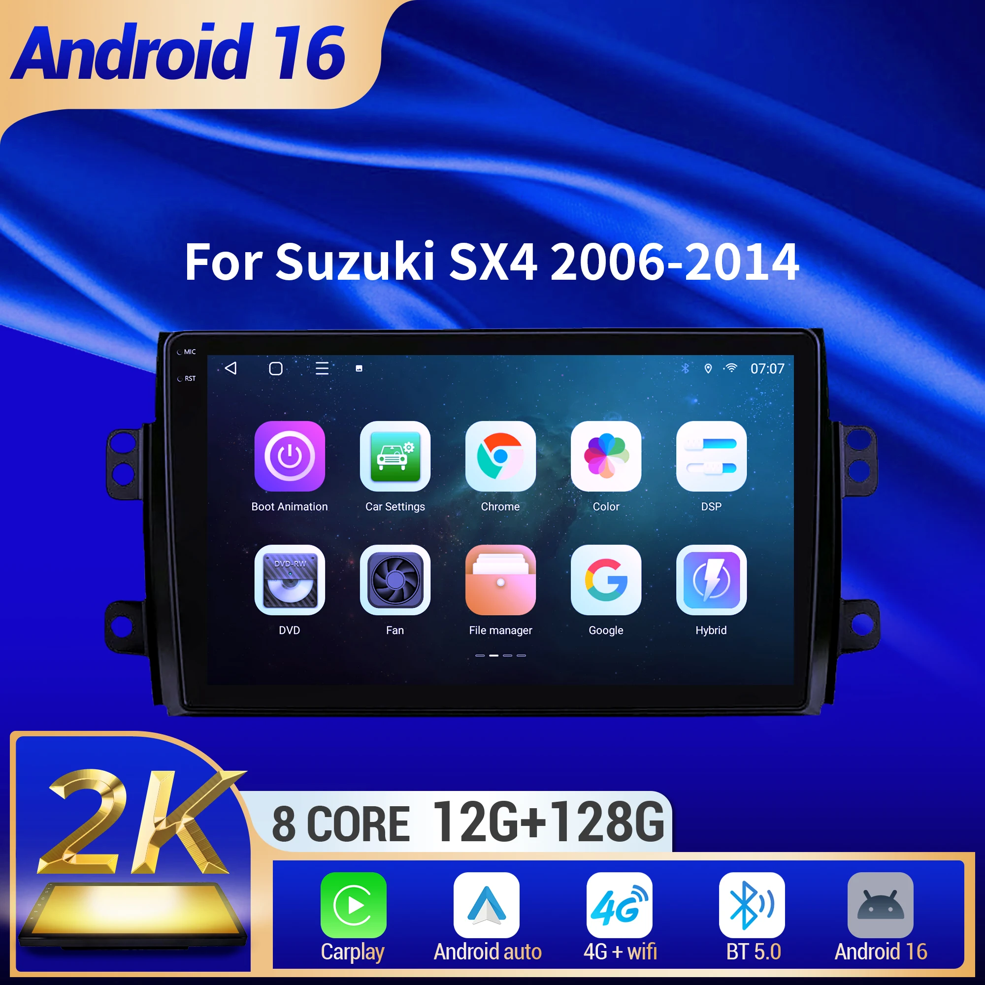

9 inch Car Radio For Suzuki SX4 2006-2014 BT Carplay Android 16 Multimedia Navigation Head Unit 2K QLED Screen