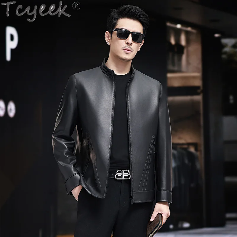 Tcyeek Genuine Leather Man Jackets Spring Autumn Clothes Motocycle Jacket Mens Coats Real Sheepskin Coat 2025 Jaqueta De Couro