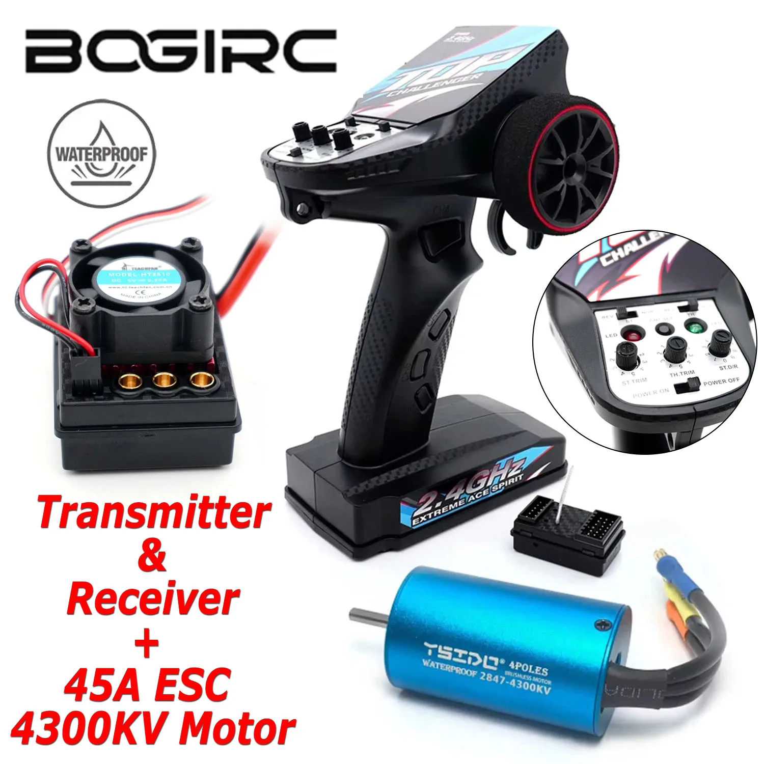 

BOGIRC 7CH 2.4GHz Transmitter & Receiver with 45A ESC Battery for RC Car SCY16101Pro 16103Pro SG116Pro SG116 MAX Q130 DIY Parts