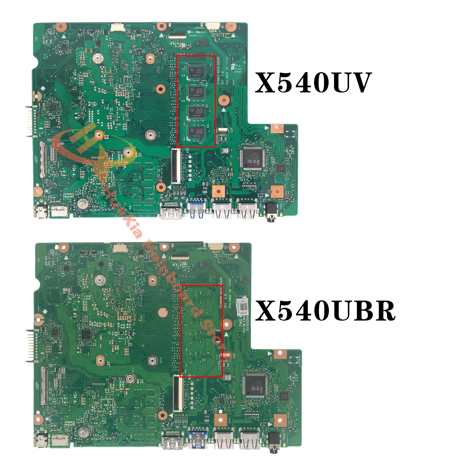 Placa-mãe do portátil para ASUS, X540U, X540UV, X540UB, X540UBR, A540U, X500U, P540U, K540U, F540U, 4405U, 4417U, i3, i5, i7, V2G