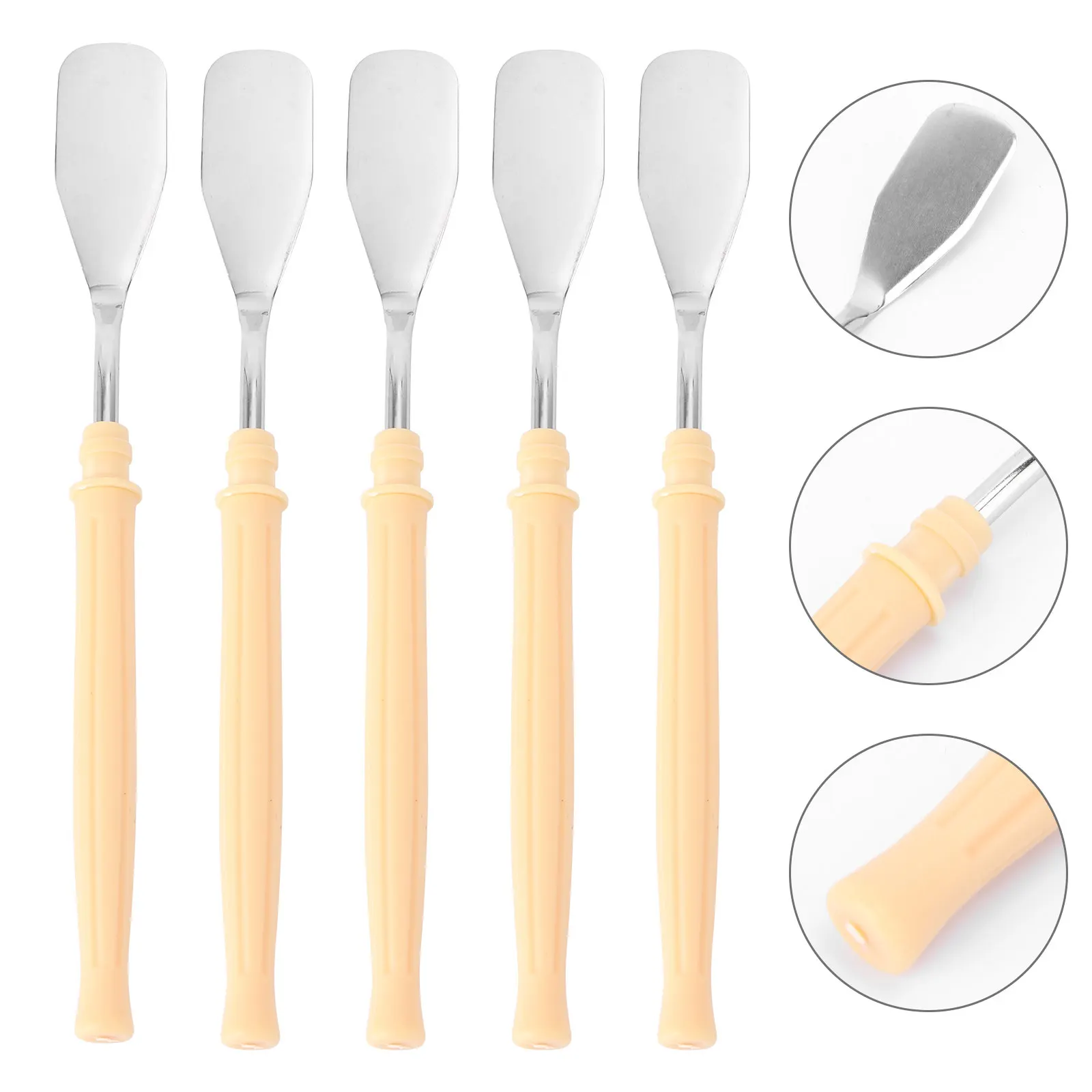 5Pcs Professional Painting Scraper Kit Plastic Handle Stainless Steel Palette Tool for Oil Gouache Watercolor Sculpture Earth