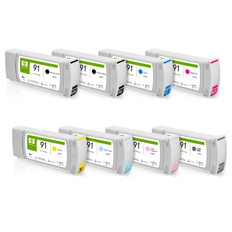 For HP 91 Compatible Ink Cartridge With Full Pigment Ink HP91 For HP Designjet Z6100 Z6100ps Printer 775ML C9464A C9465A C9467A