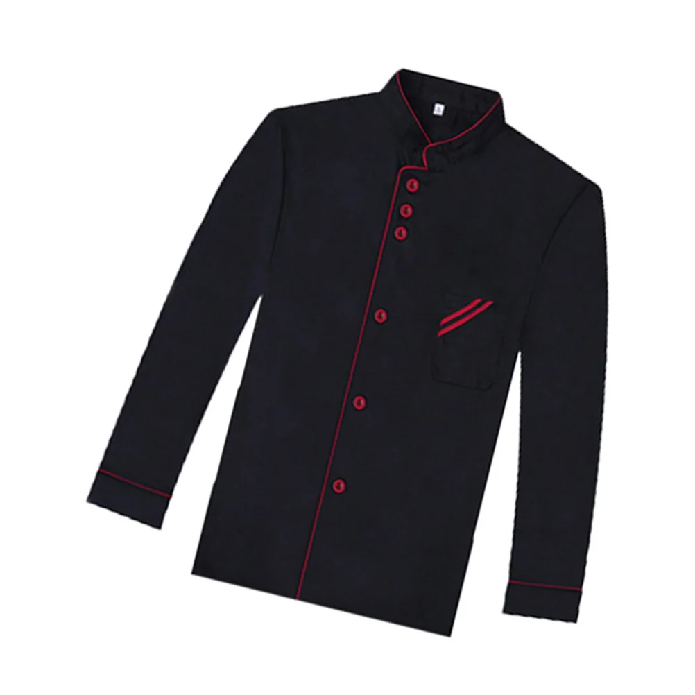 Comfortabel duurzaam koksjack met lange mouwen, unisex, perfect voor westers restaurant, hotelkoks, maat xxxl, zwarte koksjas