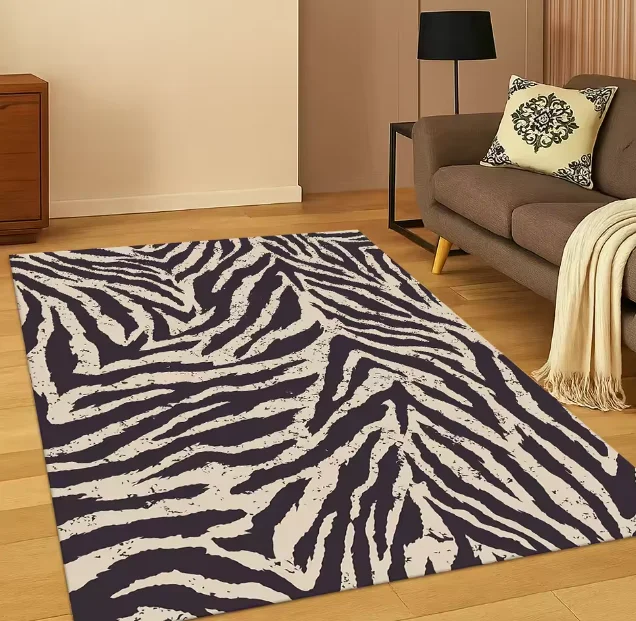 2D Zebra Stripe Leopard Print Tiger Stripe Carpet Rug for Playroom Bedroom Living Room Sofa Doormat Decor Kid Game Non-slip Mat