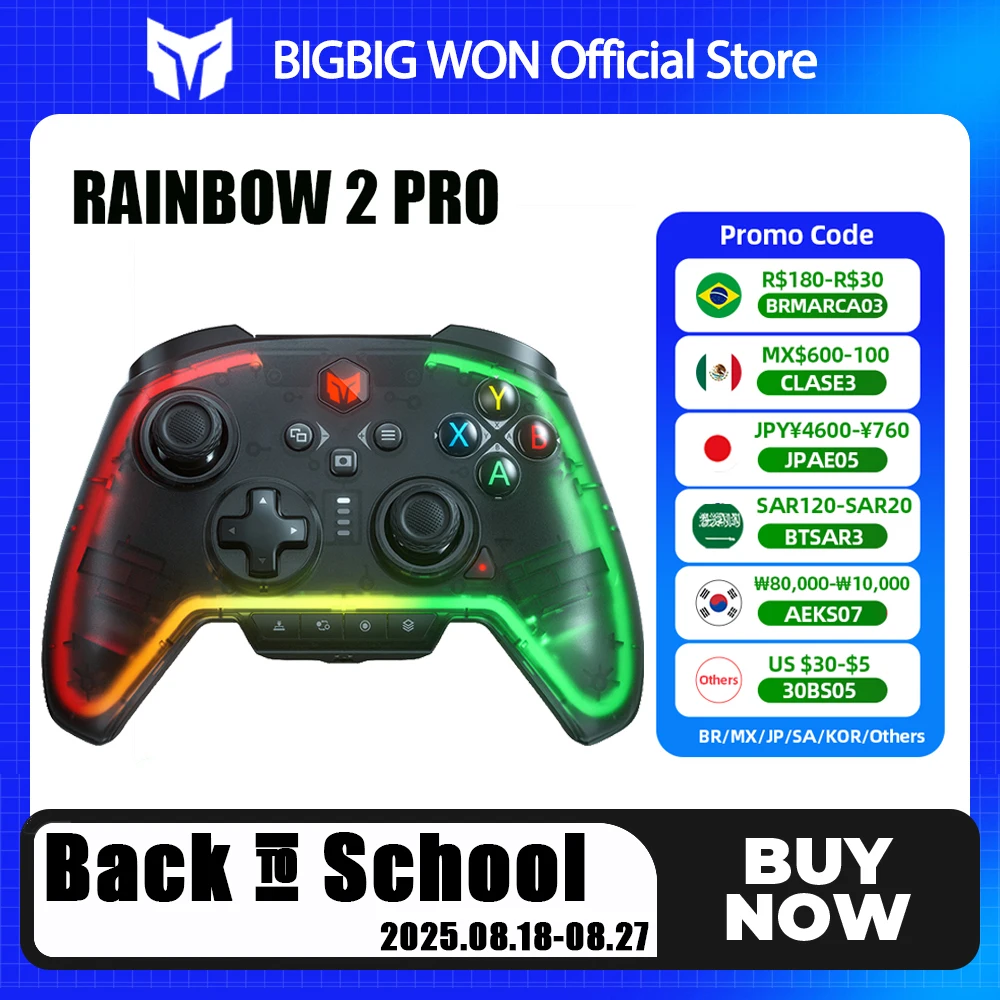 모션 제어 홀 트리거가 포함된 BIGBIG WON 무선 컨트롤러 PC/Android/iOS/스위치 프로용 Rainbow 2 Pro 게임 컨트롤러