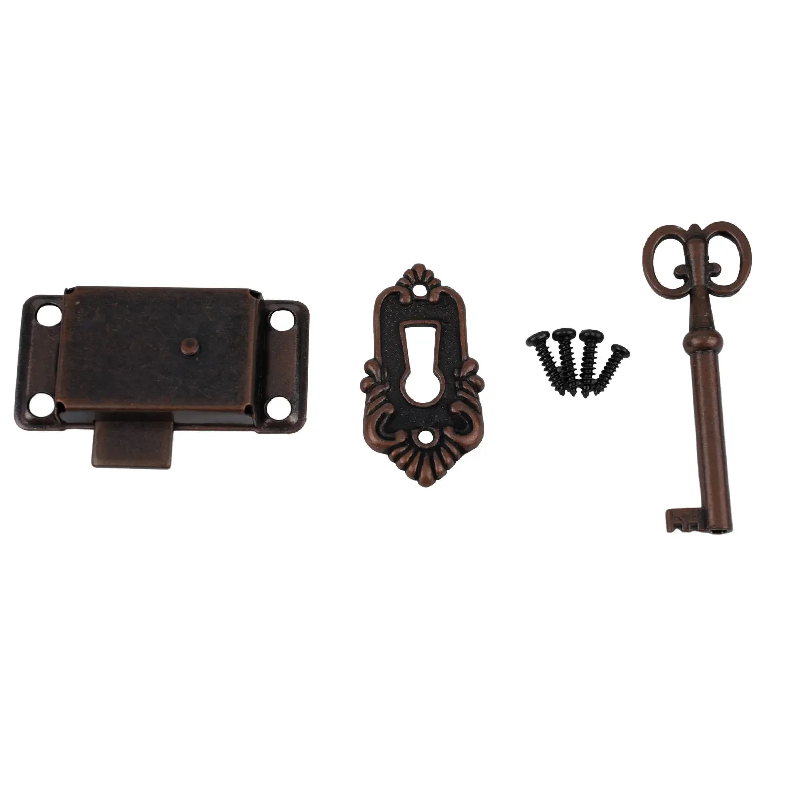 Antique Door Lock With-Key Drawer Jewelry Box Cabinet Locks Wardrobe Cupboard Door Lock Set Furniture Accessories Hardware Tools