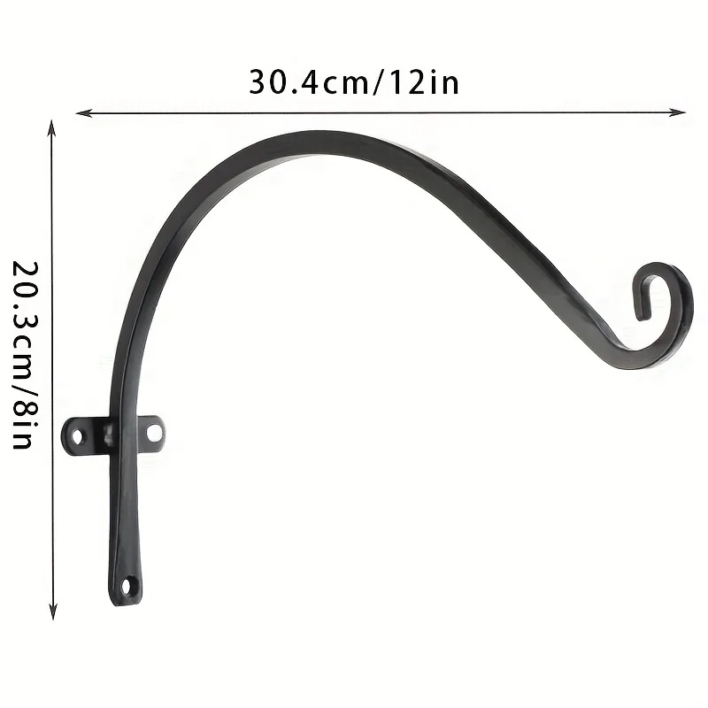 12-inch Solid Thickened Outdoor Hanging Bracket Suitable for Birdhouse Plant Hook Flower Basket Iron Wall Forging