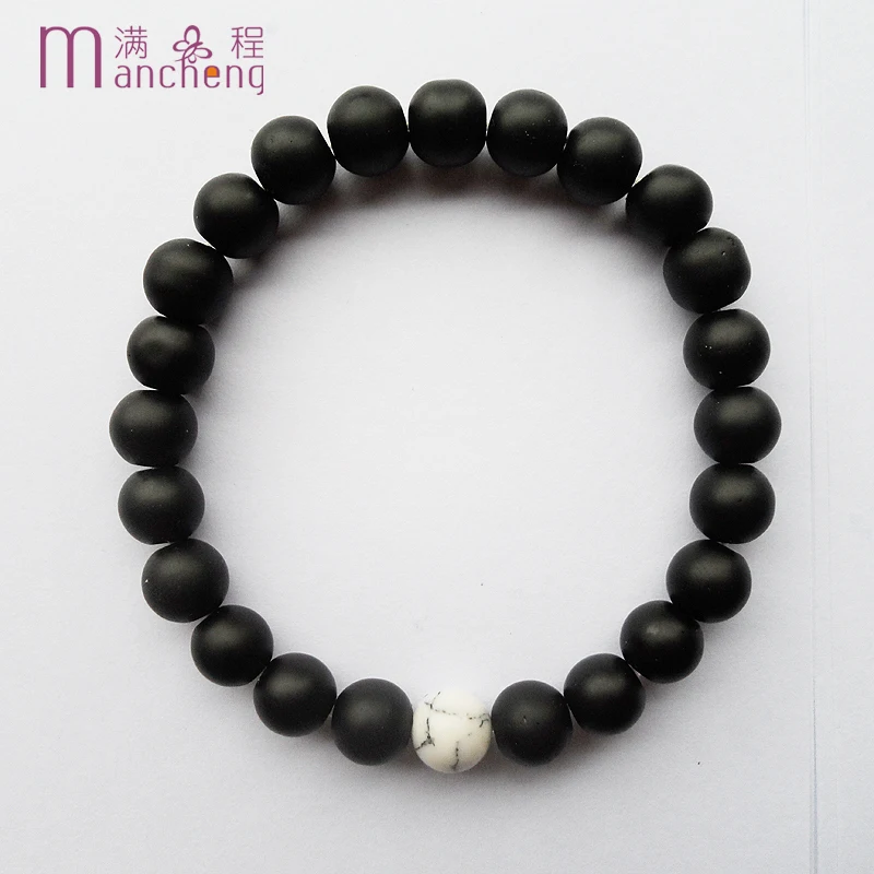 official-website 2 rupee item New Natural Black Agate Matte Scrub Bracelet Man Unisex Agate Strands Couples Distance Bracelet