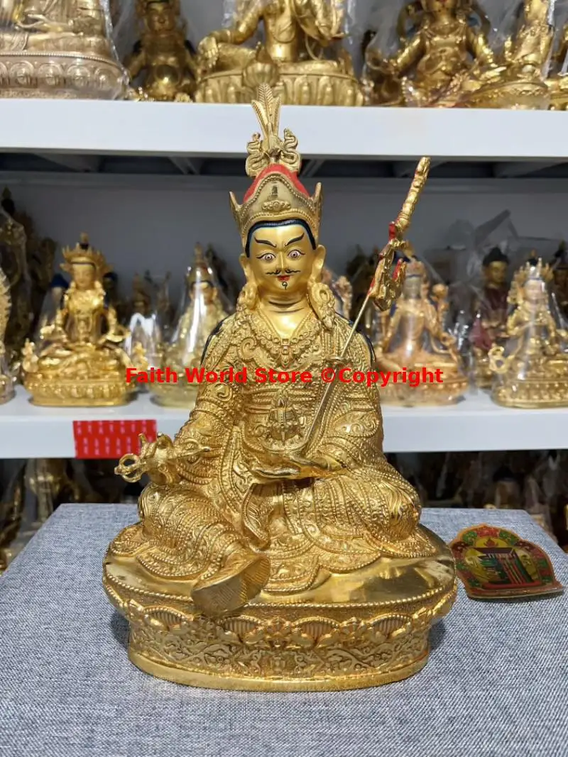 2025 offer large gilding Tibet Buddhism temple Padmasambhava master Guru Rinpoche Buddha statue HOME protection worship