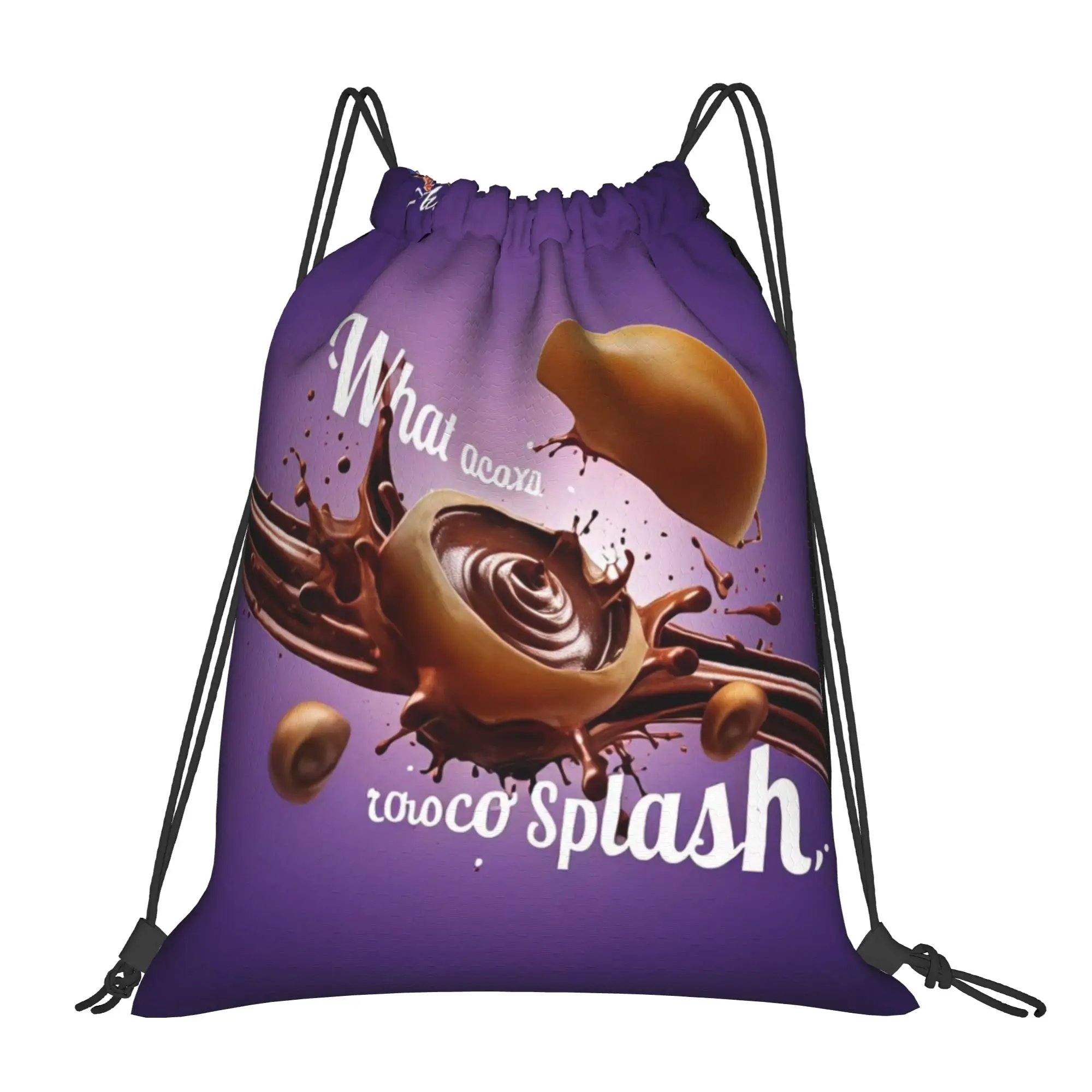 A-Alpenliebee Choco Splash Chocolate Burst Portable Travel Riding Gym Drawstring Storage Sporty Backpacks