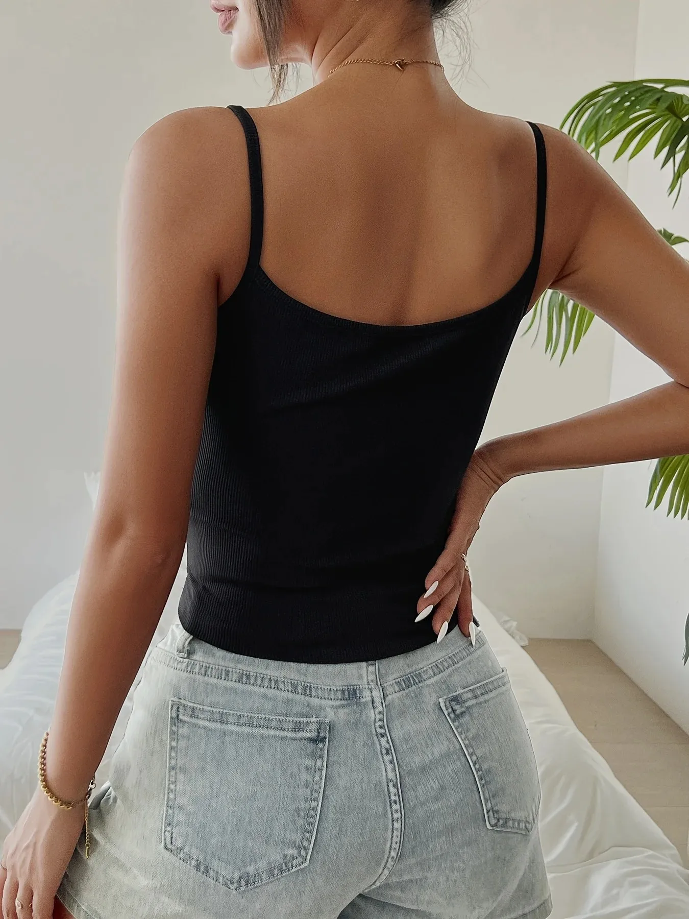 Damen Crop-Tops Frühling und Sommer Korsett Koreanische Trägerweste Sexy Camisole Slim Y2K Korsett-Tops Lässiges Basic T-Shirt – Detail 7