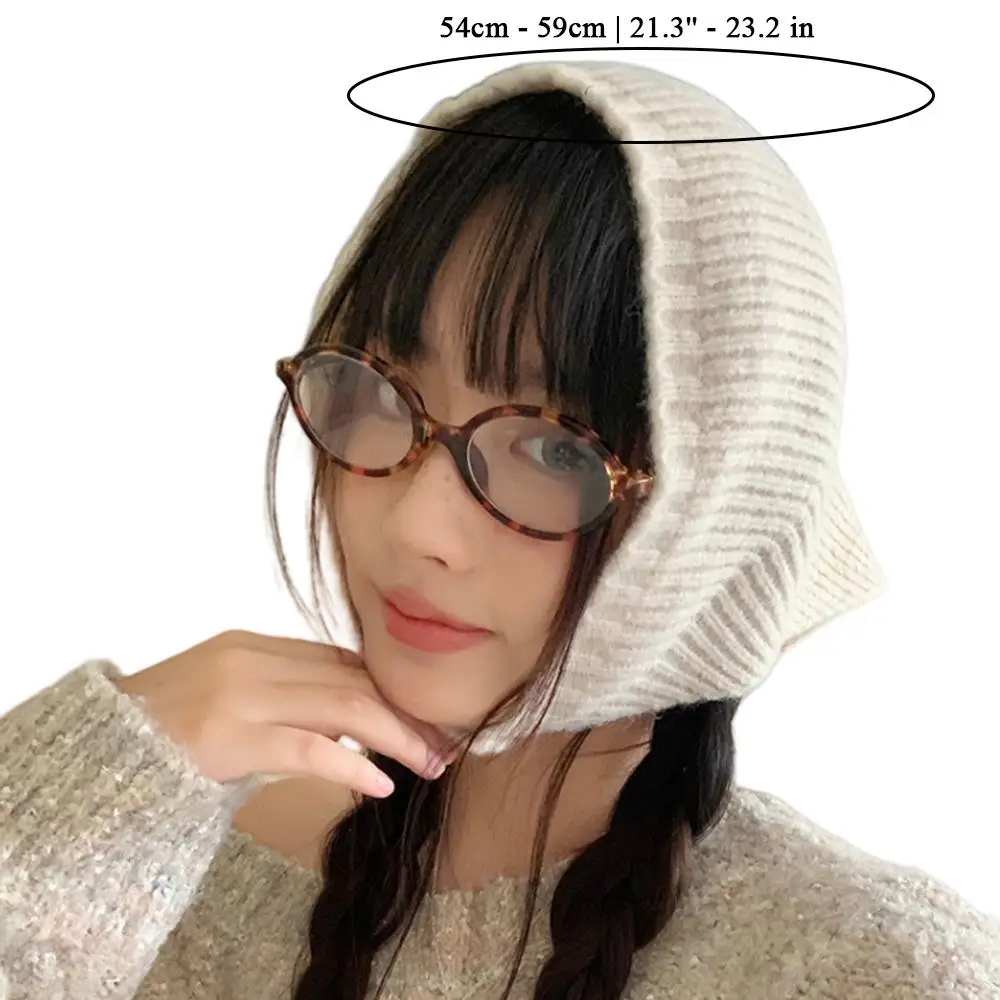 Gorro con capucha de lana tejida a la moda, gorros con orejeras a prueba de viento de Color sólido, bufanda triangular cálida para invierno y exteriores, diadema de ganchillo hecha a mano