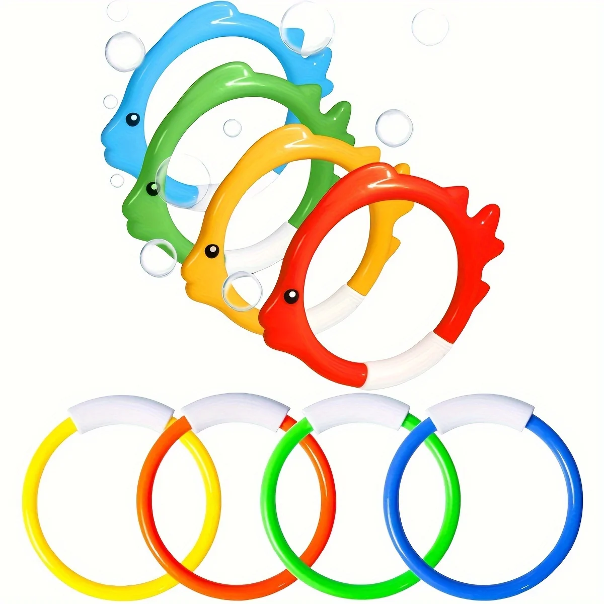 4pcs diving ring set, fish shaped diving ring, four color diving ring, suitable for swimming training and entertainment