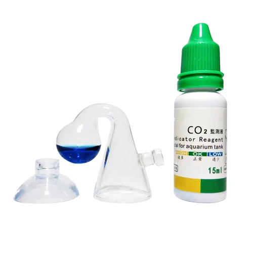 수족관 CO2 표시기 DIY 어항 유리 액체 테스터 모니터 식물 잔디 CO2 시스템 솔루션 드롭 체커 키트 15ml 