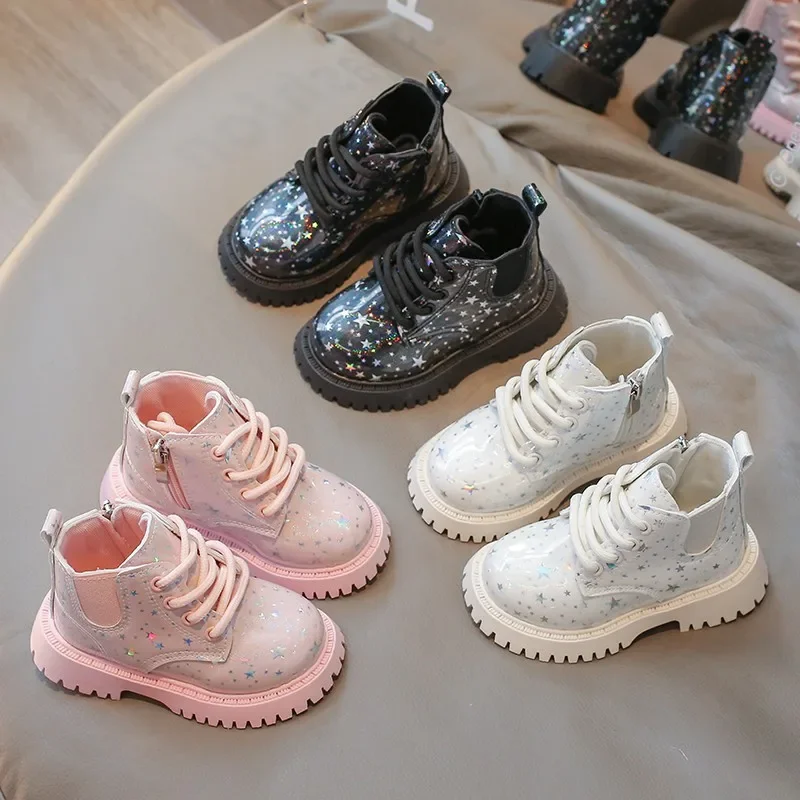 New 2024 Autumn Baby Boots Toddler Fashion Ankle Boots Kids Shoes Girls Short Boots Children Soft Non-slip Casual Lace Up Boot