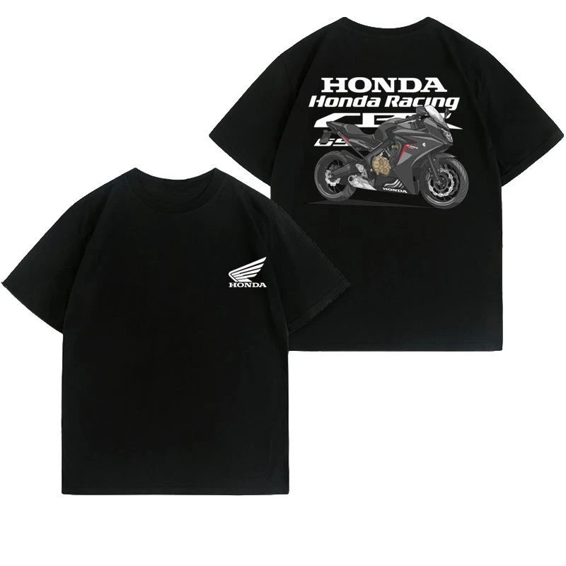 

Honda Motorcycle Printed Summer Racing Logo, Pure Cotton Round-neck Motorcycle Short-sleeved Shirt T-shirt for Men and Women