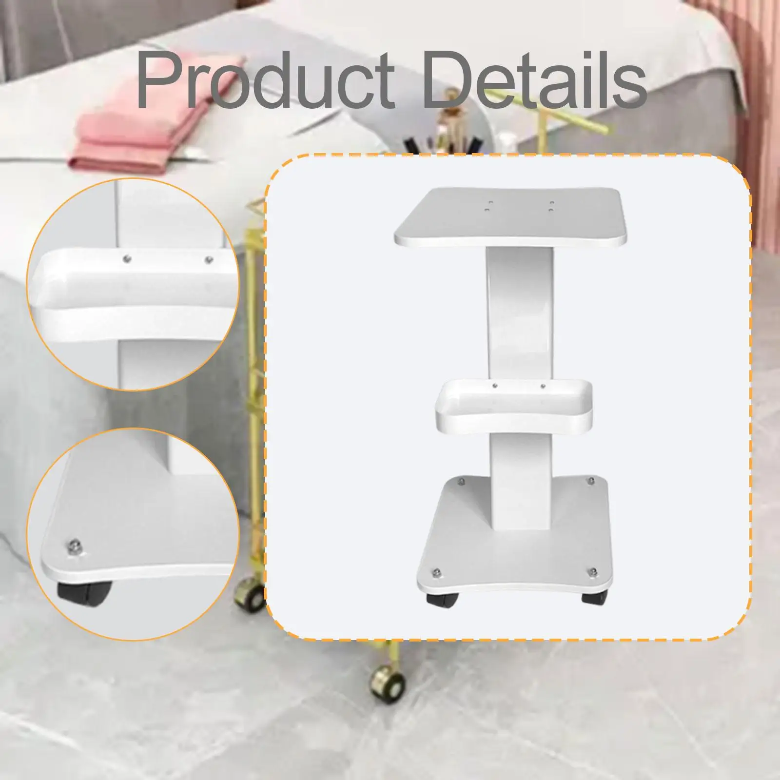 Mobile Utility Cart Salon Beauty Trolley Multifunctional Simple Assembly Portable Sturdy 360° Swivel Wheels Lab Serving Cart