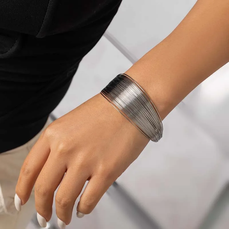 Women's Vintage Multi-Layer Opening Wide Cuff Bracelet