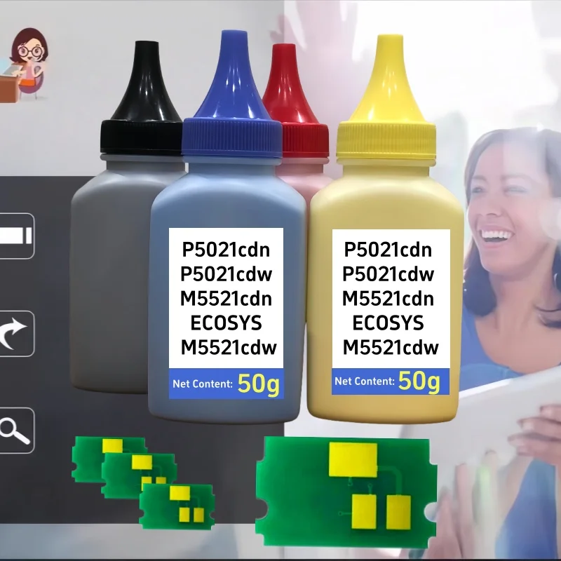 

4 Color Toner powder Chip Compatible for Kyocera ECOSYS P5021cdn P5021cdw M5521cdn ECOSYS M5521cdw Refill Toner TK-5230 TK-5232