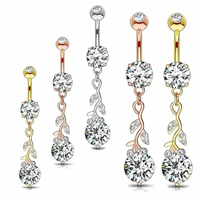 

Mixed Styles Dangled Navel Belly Button Rings Heart Star Opal CZ Belly Piercing Ombligo Oreja Surgical Steel Body Jewelry Women