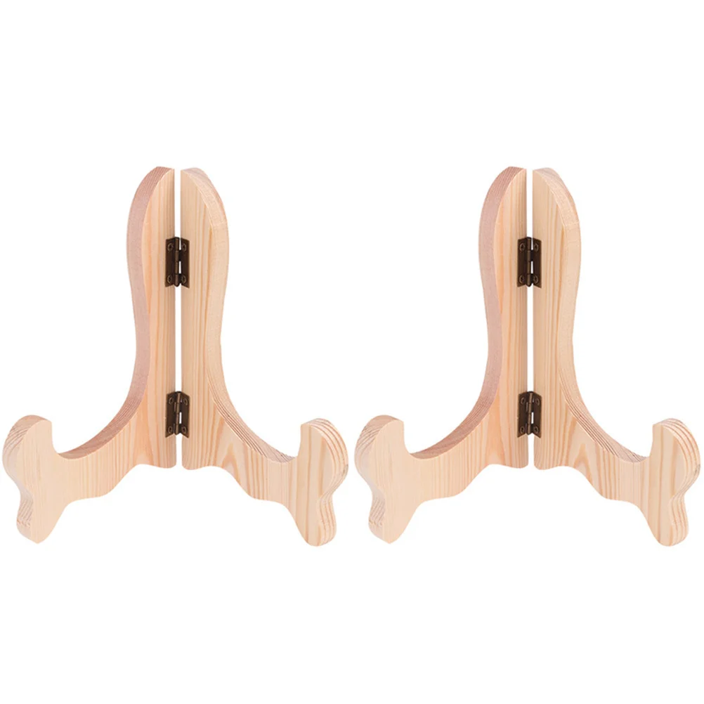 2Pcs Display Stand Decorative Wooden Easel Plate Holder Desktop Display Rack for Photos Art Books Collectibles