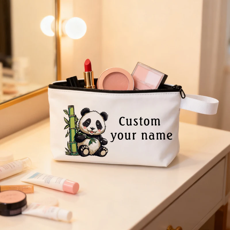 

Custom Name Cosmetic Pouch Multifunction Organizers Cute Panda Picture Makeup Bags Travel Toiletry Bag Gift Storage Organizer