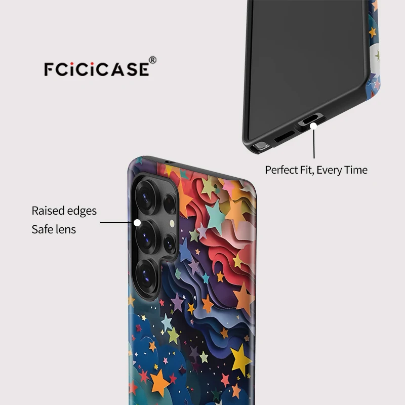 حافظة هاتف ناعمة على شكل نجوم ملونة لهاتف سامسونج جالاكسي S23 Ultra S24 S 24 Plus S20 FE طبقة مزدوجة مضادة للسقوط #4