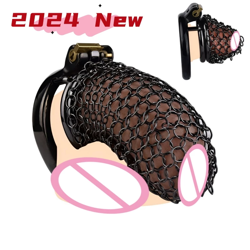 New Stainless Steel Chastity Cage Sissy Mesh Sexy Penis Lock Anti-slip Desire Control Steel Penis Ring Gay Men's Erotic Products