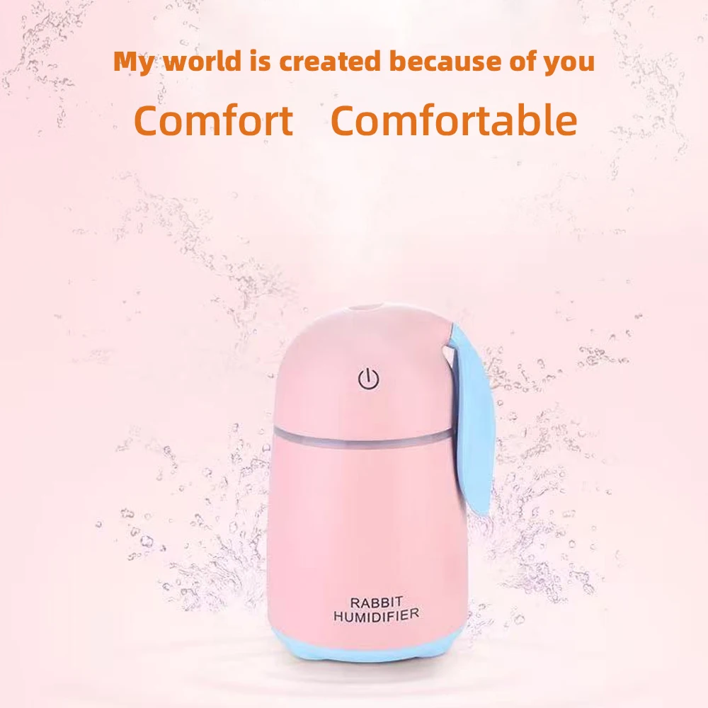 Mini Cute Rabbit Humidifier, Silent Design, Touch Control, Suitable for Office Desktop and Car Use