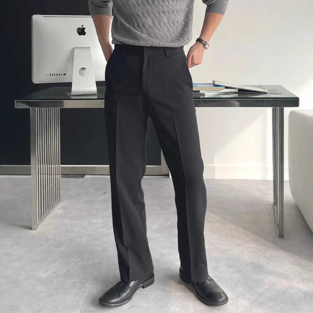 American Black Straight Trousers Men's Business Casual Pants