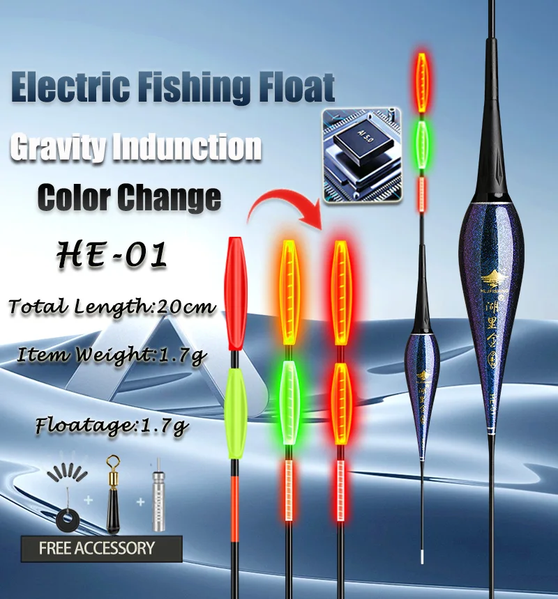 WLPFISHING Fishing Floats Gravity Sensor Smart Floaters Color Changeable Rock Carp Fishing Buoy Bobbers Accessories