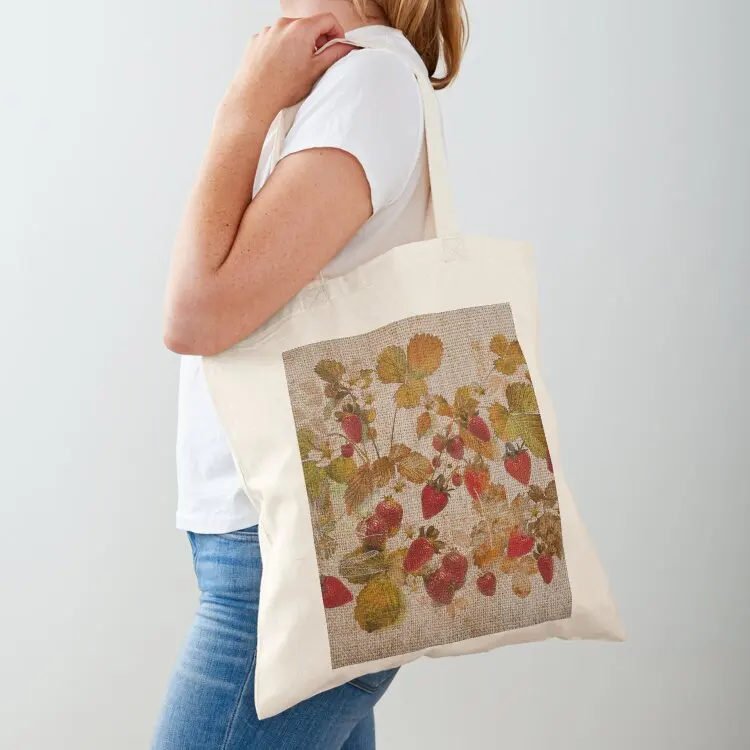 

Strawberries Cretonne Tote Bag tote bag canvas sacs de shopping personalized tote bag cute pouch