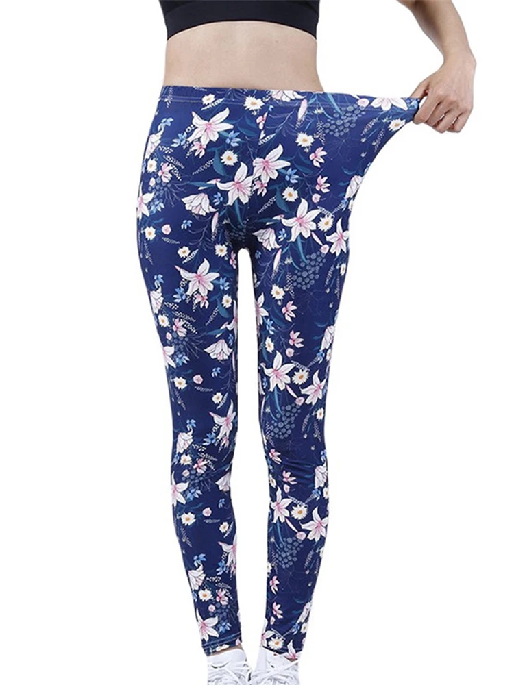 CHSDCSI Frauen Sexy Elastische Enge Sport Casual Leggings Damen NEUE Rose Fluoreszenz Floral Bedruckte Hosen Lauf Workout