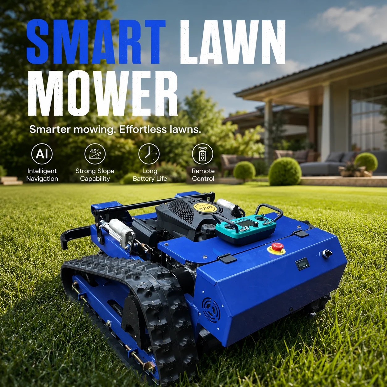 Custom Smart Crawler Lawn Mower Remote Control Tracked Grass Cutter All Terrain Robotic Mower for Hills & Rough Land view 2