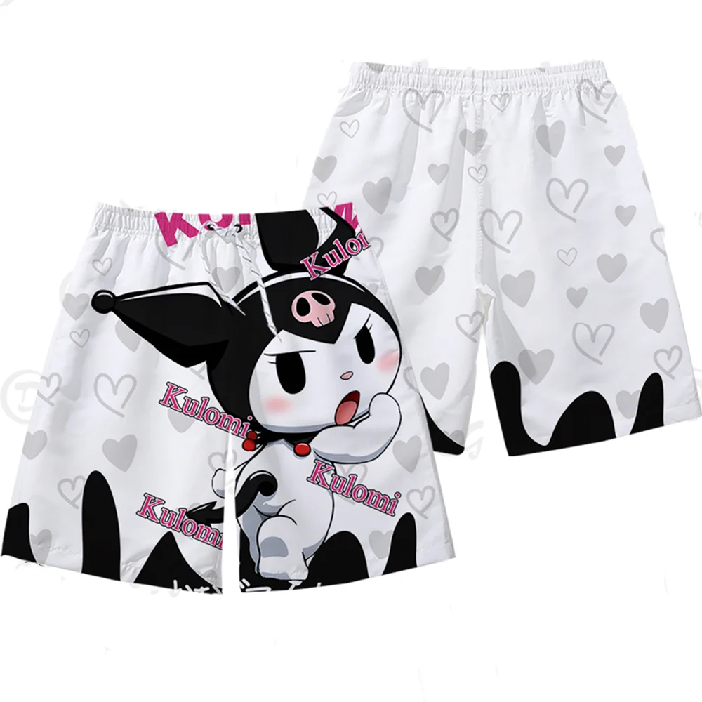 2025 New MINISO Kuromi Beach Pants Summer Men's and Women's Shorts Couple's Cute Casual Pants Oversized Loose Beach Sleepers