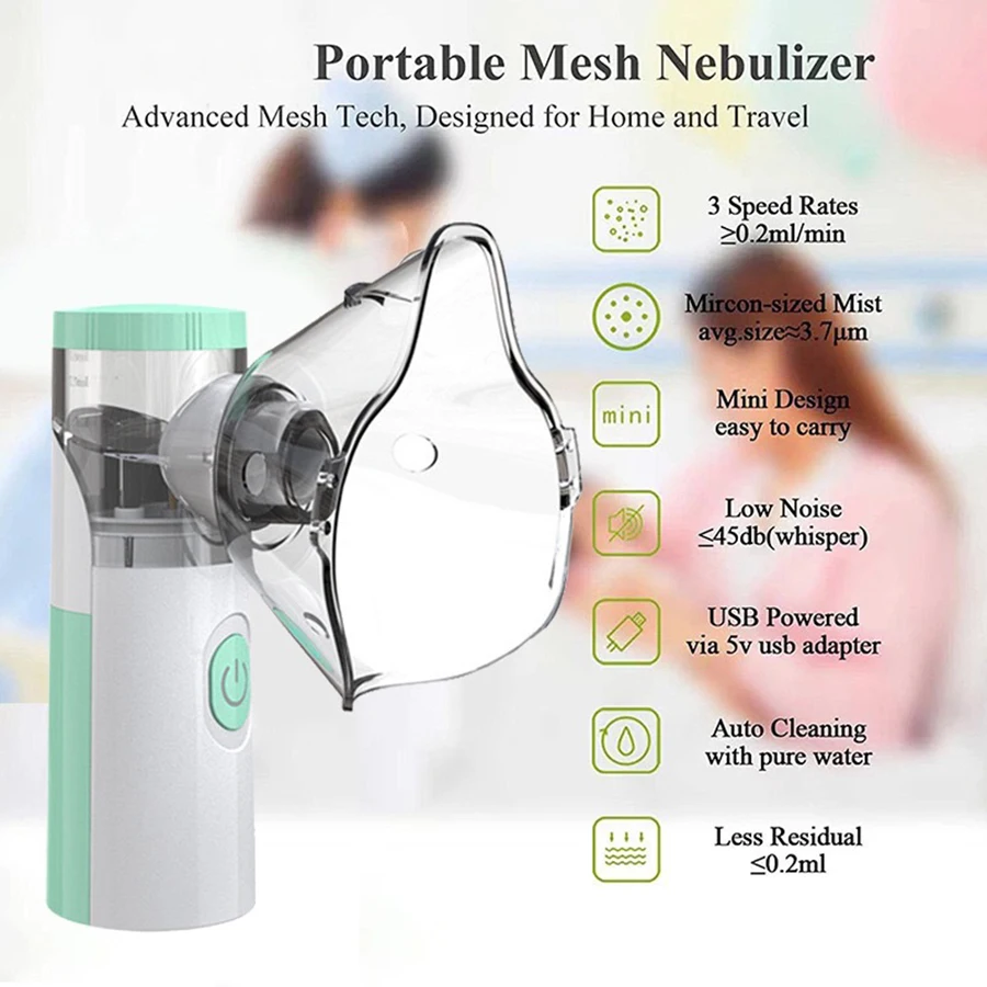 Mini Medical Nebulizer Handheld Nebulizers Ultrasonic Atomizers Portable Mute Asthma Inhaler for Adults Children Nebulizador