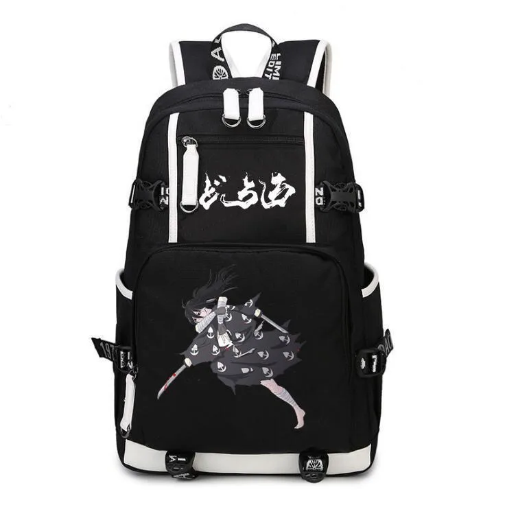 Dororo-Sac à Dos en Maille Respirante Noir de Grande Capacité, Sacs d'École Anime pour Bol et Garçons, 37x44x13cm