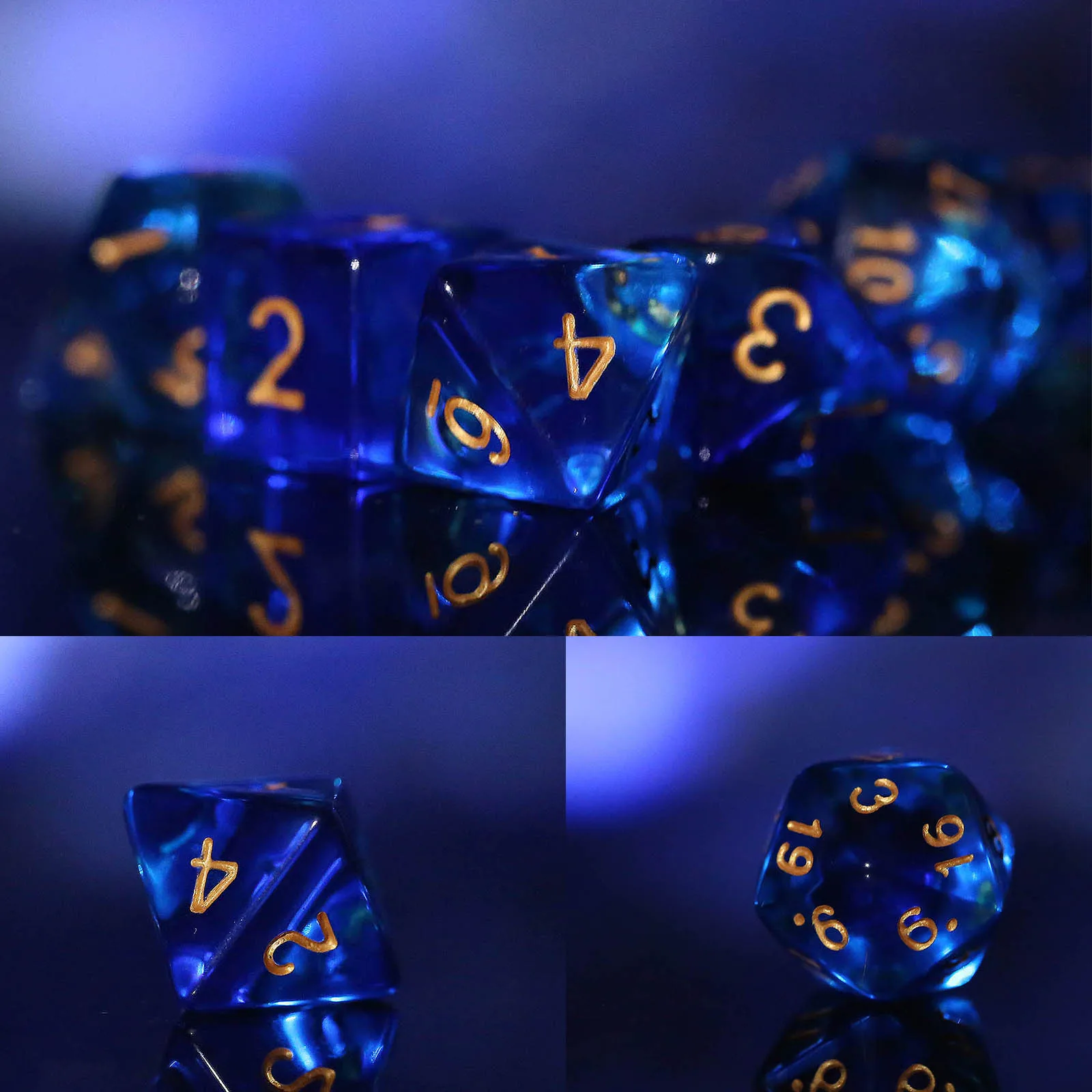 ลูกเต๋าเกมมีสองสี7ชิ้นลูกเต๋าทำนายแบบแวววาวลูกเต๋าโหราศาสตร์สำหรับเครื่องมือตลก