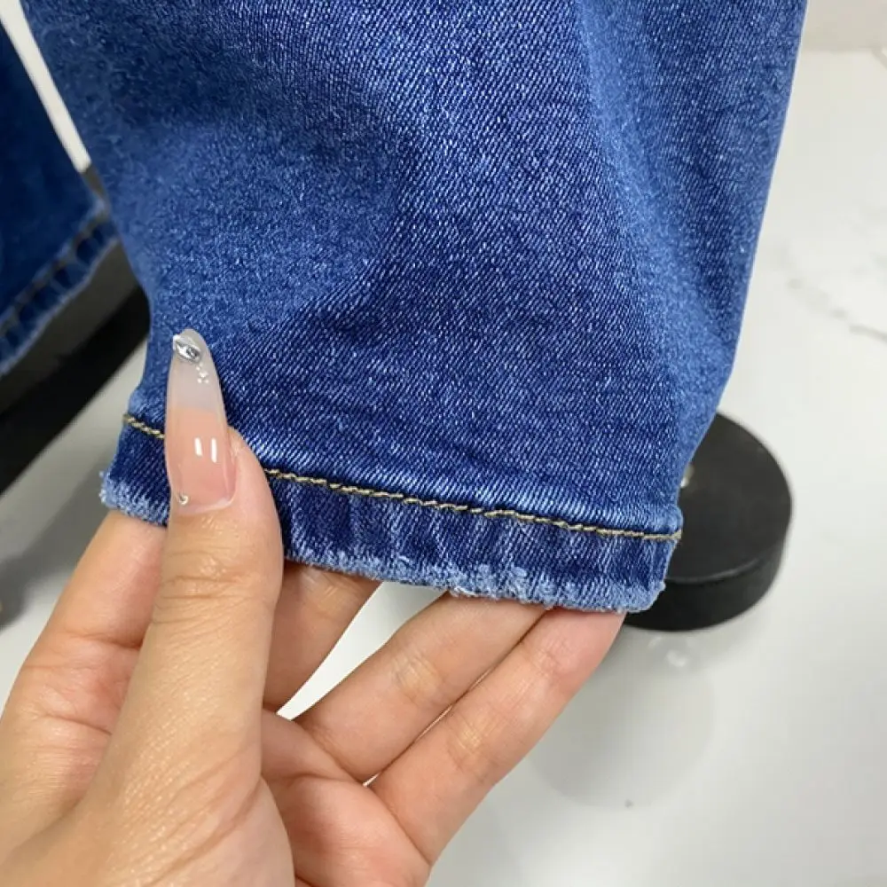 Womens Washed Flare Jeans Retro Denim Trousers Elastic Streetwear Slim Fit Pants Casual Spring Fashion Clothing
