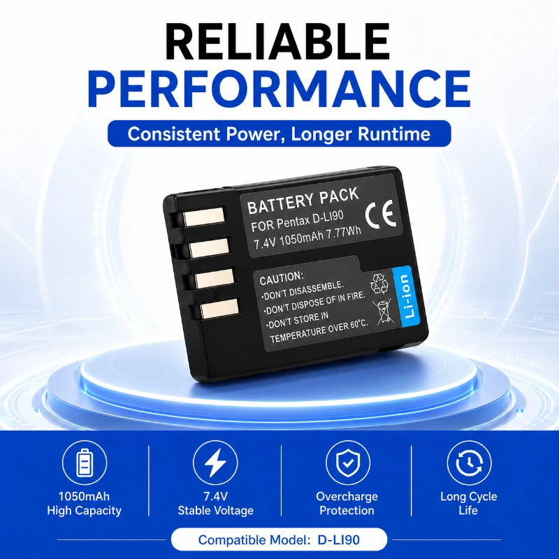 1050MAh Suitable for Pentax Digital Camera Battery K30 K50 K-S1 7.4V Multi Model Compatible Long Lasting Digital Battery