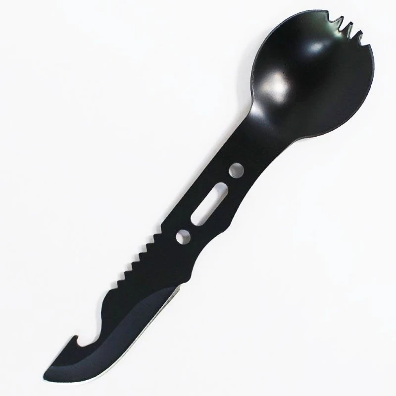 Stainless steel knives, forks and spoons outdoor camping tools, all in one, wild survival tableware