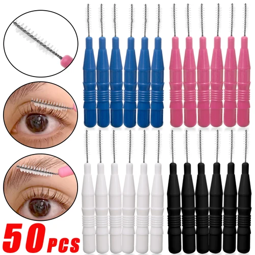 50 Uds Mini cepillos para cejas cepillo para permanente de cejas cepillos de levantamiento de cejas desechables microcepillos para pestañas flexibles aplicadores herramientas de maquillaje