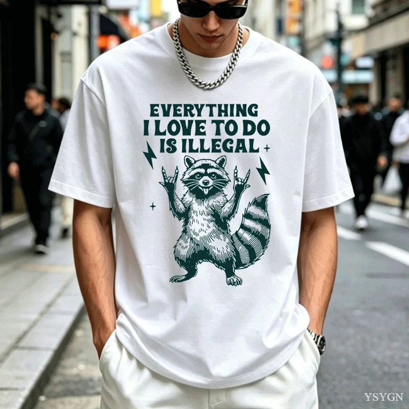 Funny Raccoon Graph T Shirts Humor T Shirt for Men Women Casual Short Sve Loose T-shirt Harajuku Mens Clothes 2026 New Model Sho