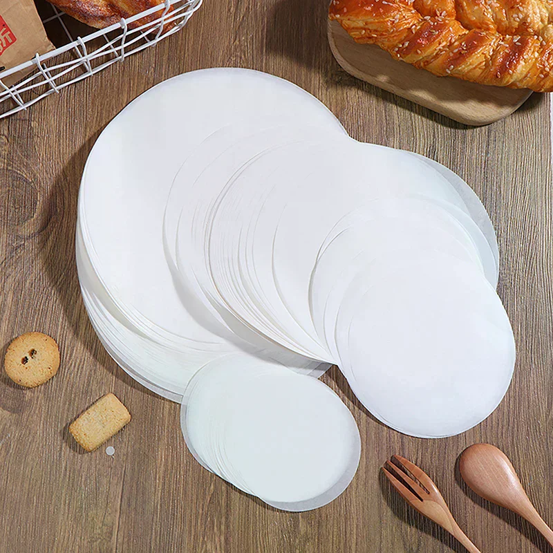 Circular Parchment Paper Baking Liner, Oil‑Coated Non‑stick Sheet for Oven BBQ Steamer Hamburger Patty Cooking