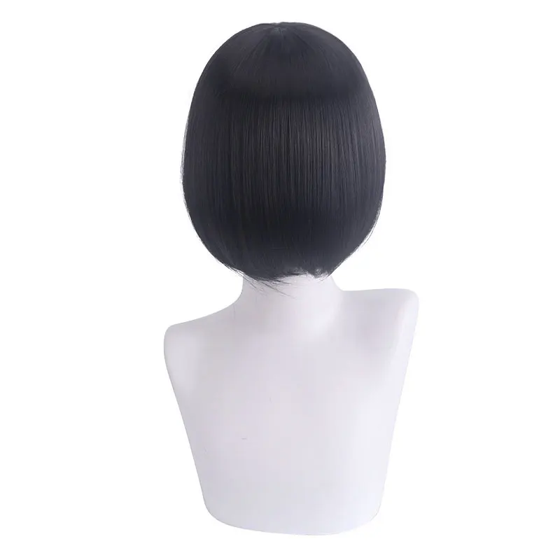 parrucca cosplay, parrucca con montatura per il viso, parrucca corta con cornice per il viso, parrucca corta nera Parrucca in fibra sintetica