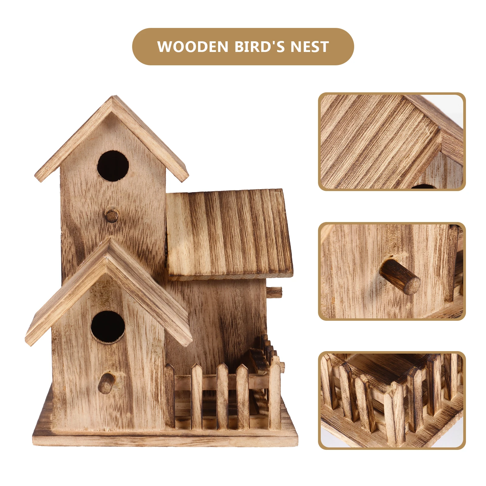 

Creative Diy Unfinished Wooden Bird Nest Wide Entrance For Canaries Parrots Larks Yellowbirds Durable Birds House Graffiti Decor