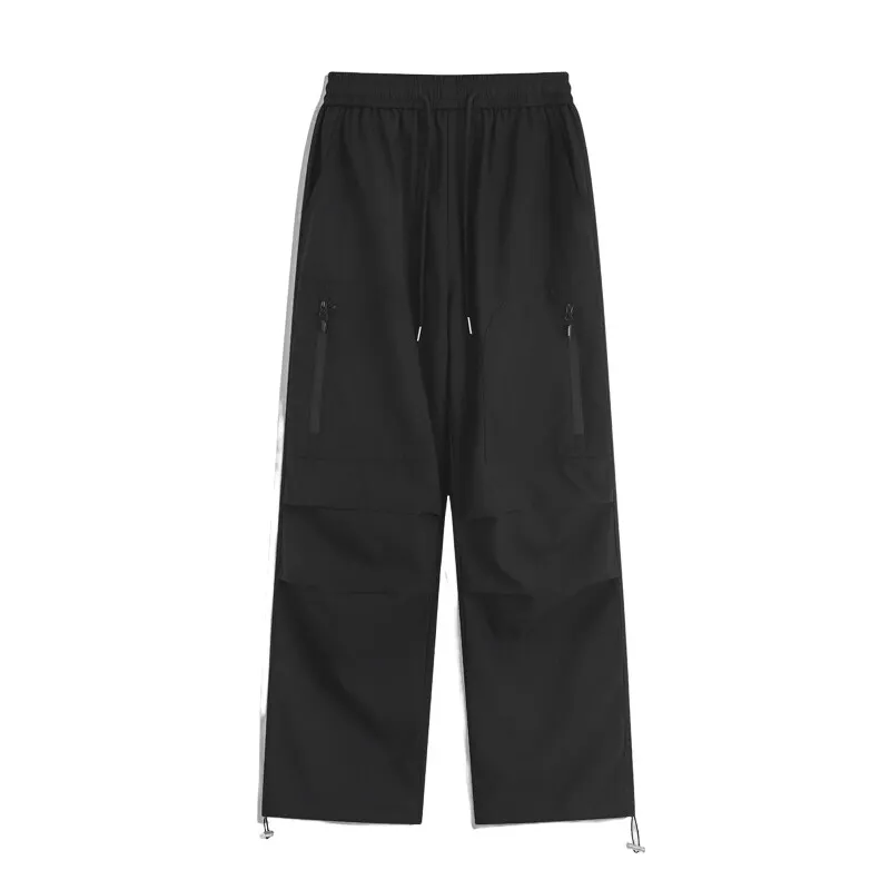 Men's Casual Cargo Pants with Multiple Pockets - Straight Leg, Loose Fit,, Zipper Details, Perfect for Spring and Fall